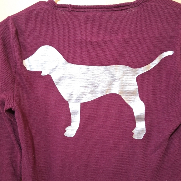 Victoria's Secret Pink Burgundy Waffle Knit Dog Shirt - Picture 3 of 4